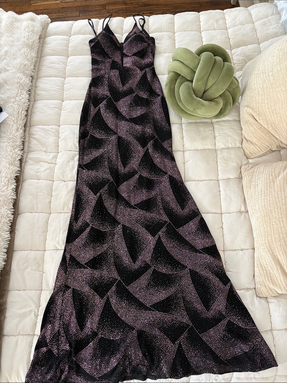 Sleeveless Black and Purple Sparkle Maxi Dress